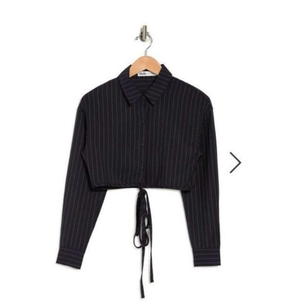 Eloide blue pinstripe cropped blazer waist tie strings - size medium